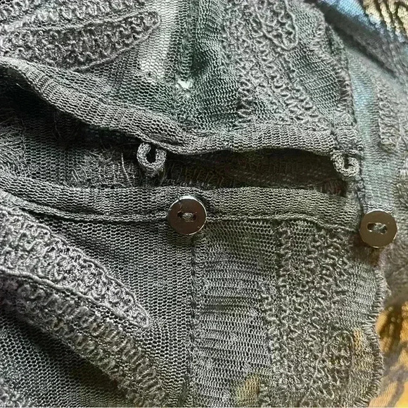 Sundance Dark Brown Sheer Lace Mock Neck Top in a Size Large. - Picture 4 of 12